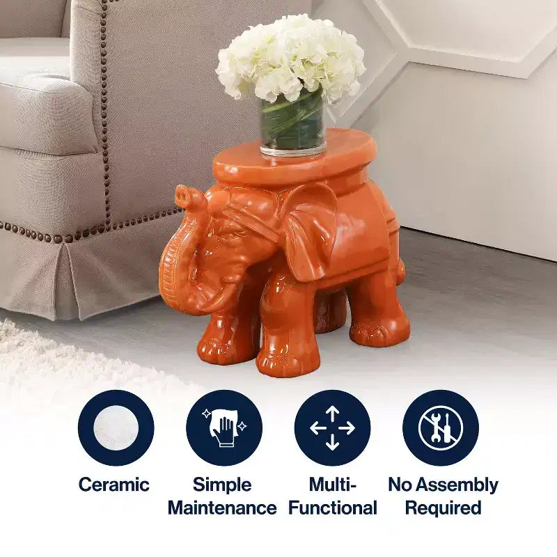 JONATHAN Y Tabouret de jardin/Table d'appoint en céramique White Elephant 14.25