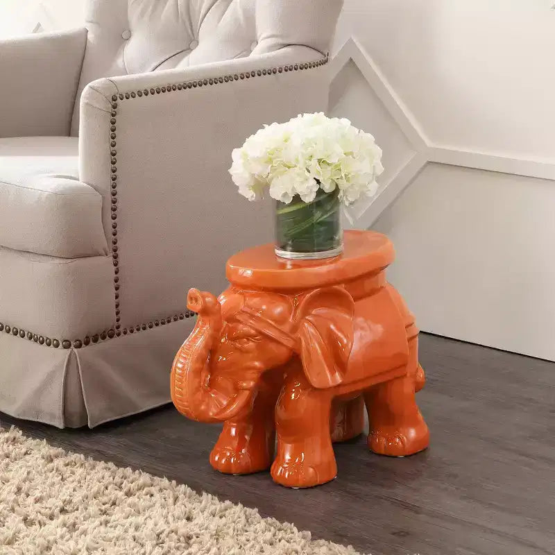 JONATHAN Y Tabouret de jardin/Table d'appoint en céramique White Elephant 14.25