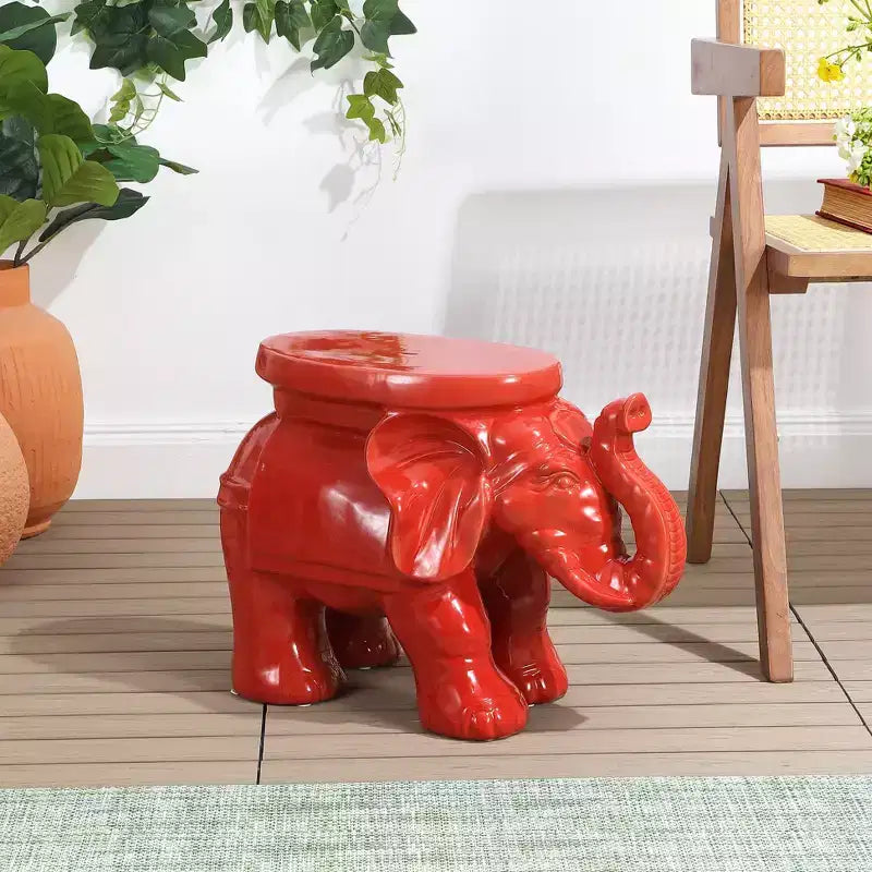 JONATHAN Y Tabouret de jardin/Table d'appoint en céramique White Elephant 14.25
