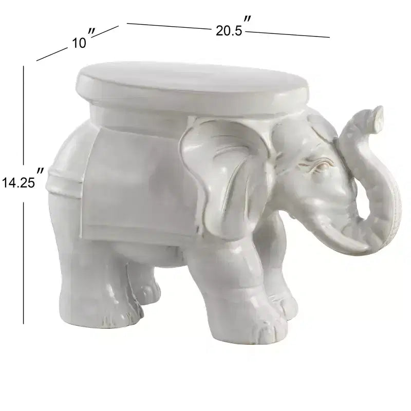JONATHAN Y Tabouret de jardin/Table d'appoint en céramique White Elephant 14.25