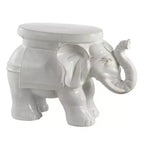JONATHAN Y White Elephant 14.25 Ceramic Garden Stool/Accent Table