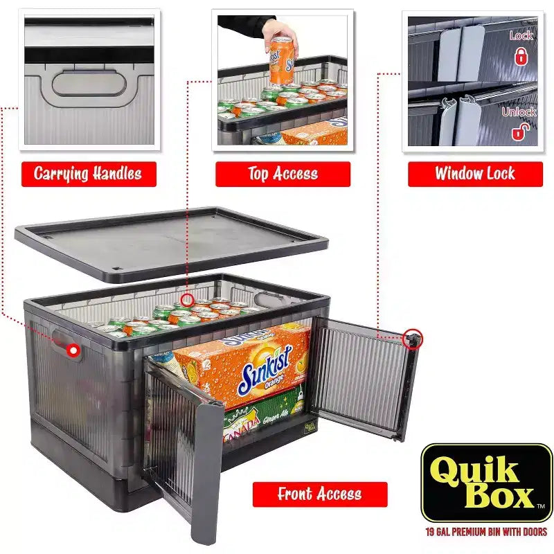 dbest products Boîtes de rangement empilables Quik Box avec portes, Organiseur pliable et Conteneur repliable - 72 L