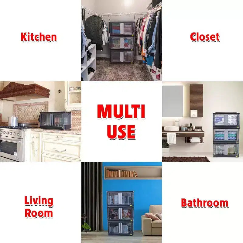 dbest products Boîtes de rangement empilables Quik Box avec portes, Organiseur pliable et Conteneur repliable - 72 L