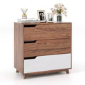 Costway 3-Drawer Dresser Farmhouse Wooden Sofa Beside Table Storage Organizer Rustic