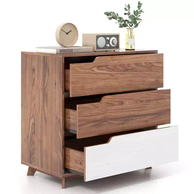 Commode à 3 tiroirs Costway, Meuble de rangement rustique en bois de style ferme pour canapé