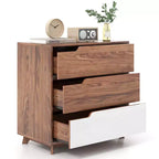 Commode à 3 tiroirs Costway, Meuble de rangement rustique en bois de style ferme pour canapé