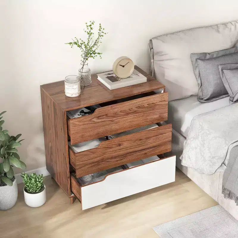 Commode à 3 tiroirs Costway, Meuble de rangement rustique en bois de style ferme pour canapé