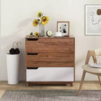 Commode à 3 tiroirs Costway, Meuble de rangement rustique en bois de style ferme pour canapé