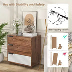 Commode à 3 tiroirs Costway, Meuble de rangement rustique en bois de style ferme pour canapé