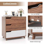 Commode à 3 tiroirs Costway, Meuble de rangement rustique en bois de style ferme pour canapé