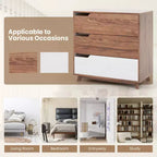 Commode à 3 tiroirs Costway, Meuble de rangement rustique en bois de style ferme pour canapé