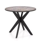 Table à manger ronde Costway 36" avec plateau en faux marbre et pieds en bois de caoutchouc, cuisine blanc/noir