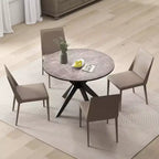 Table à manger ronde Costway 36" avec plateau en faux marbre et pieds en bois de caoutchouc, cuisine blanc/noir