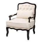 Fauteuil d'appoint traditionnel Baxton Studio Dion en tissu crème et bois finition wengé