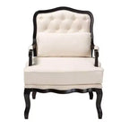 Fauteuil d'appoint traditionnel Baxton Studio Dion en tissu crème et bois finition wengé