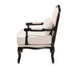 Fauteuil d'appoint traditionnel Baxton Studio Dion en tissu crème et bois finition wengé