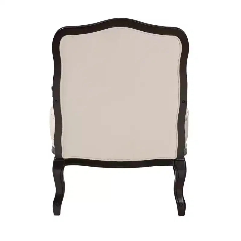 Fauteuil d'appoint traditionnel Baxton Studio Dion en tissu crème et bois finition wengé