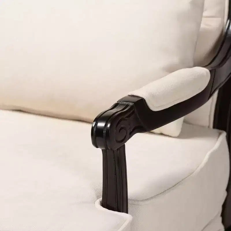 Fauteuil d'appoint traditionnel Baxton Studio Dion en tissu crème et bois finition wengé