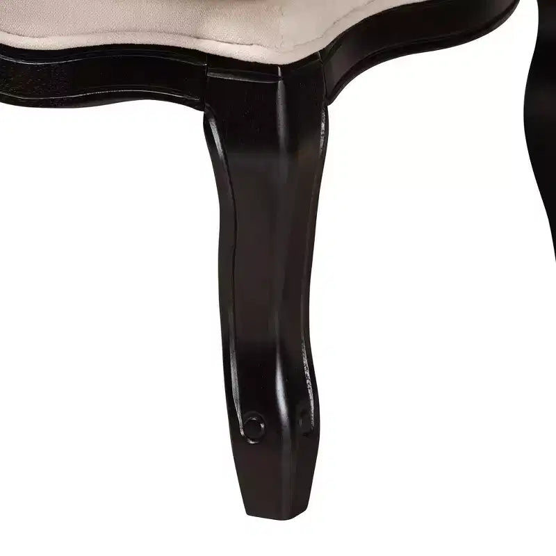 Fauteuil d'appoint traditionnel Baxton Studio Dion en tissu crème et bois finition wengé