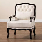 Fauteuil d'appoint traditionnel Baxton Studio Dion en tissu crème et bois finition wengé