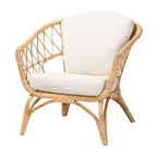 Fauteuil bali & pari Feya en rotin antique marron naturel au style bohème moderne