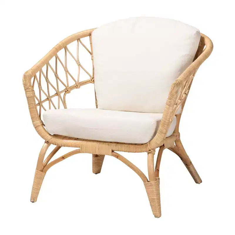 Fauteuil bali & pari Feya en rotin antique marron naturel au style bohème moderne