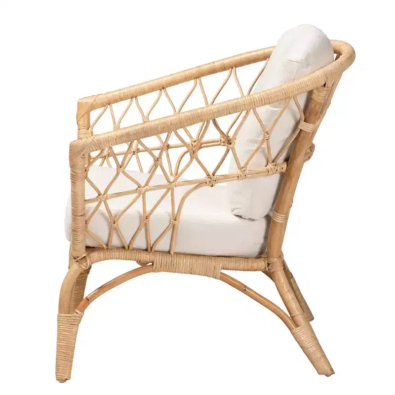 Fauteuil bali & pari Feya en rotin antique marron naturel au style bohème moderne