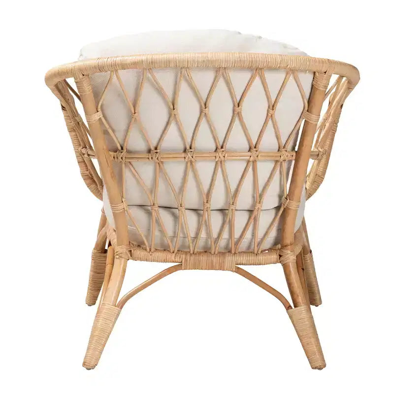 Fauteuil bali & pari Feya en rotin antique marron naturel au style bohème moderne
