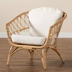 Fauteuil bali & pari Feya en rotin antique marron naturel au style bohème moderne
