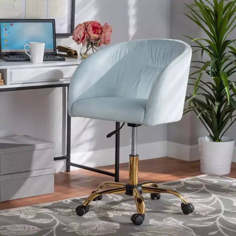 Baxton Studio Ravenna Contemporary Glam and Luxe Velvet Fabric and Metal Swivel Office Chair