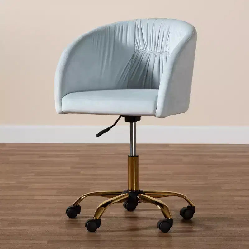 Chaise de bureau pivotante Baxton Studio Ravenna, contemporaine, glamour, en velours et métal