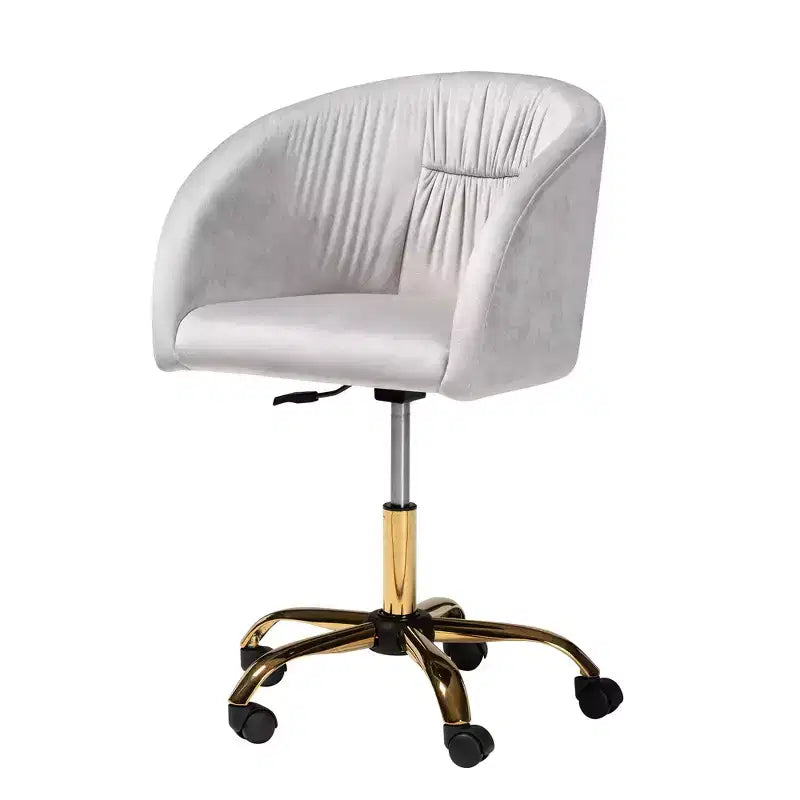 Chaise de bureau pivotante Baxton Studio Ravenna, contemporaine, glamour, en velours et métal