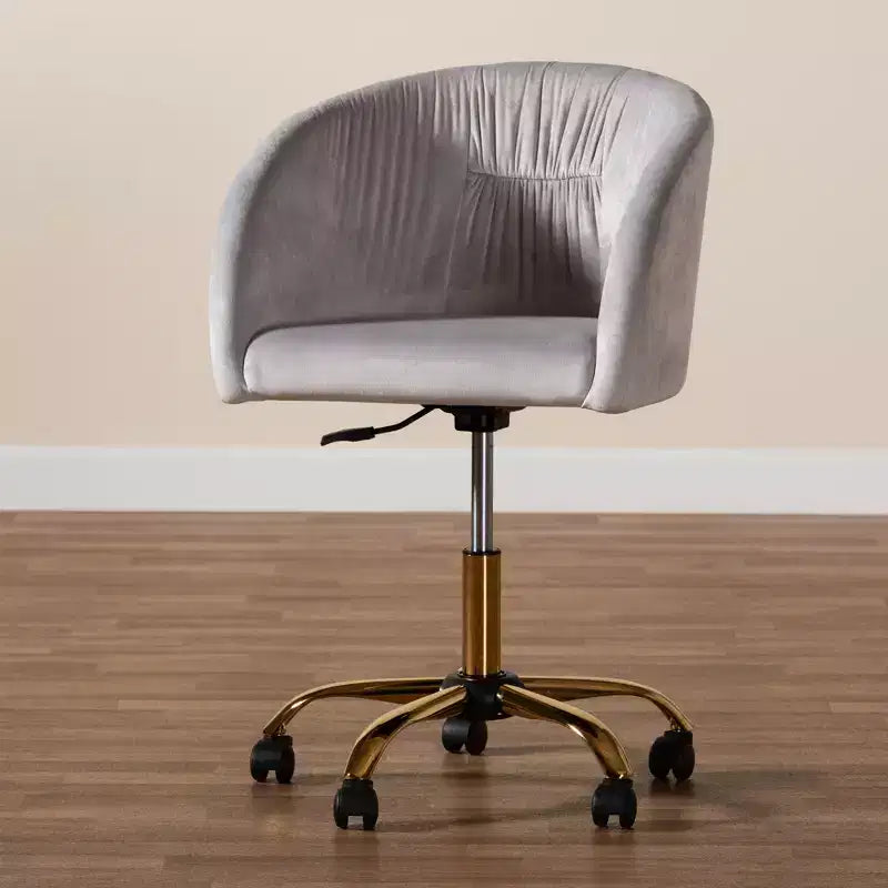 Chaise de bureau pivotante Baxton Studio Ravenna, contemporaine, glamour, en velours et métal