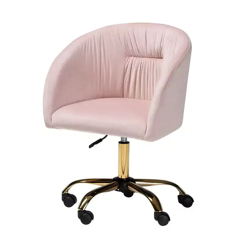 Chaise de bureau pivotante Baxton Studio Ravenna, contemporaine, glamour, en velours et métal