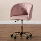 Chaise de bureau pivotante Baxton Studio Ravenna, contemporaine, glamour, en velours et métal