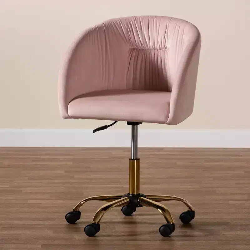 Chaise de bureau pivotante Baxton Studio Ravenna, contemporaine, glamour, en velours et métal