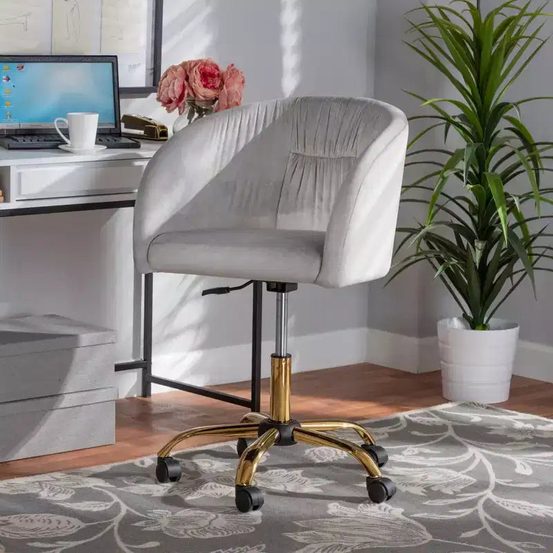 Chaise de bureau pivotante Baxton Studio Ravenna, contemporaine, glamour, en velours et métal