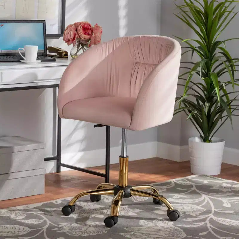 Chaise de bureau pivotante Baxton Studio Ravenna, contemporaine, glamour, en velours et métal