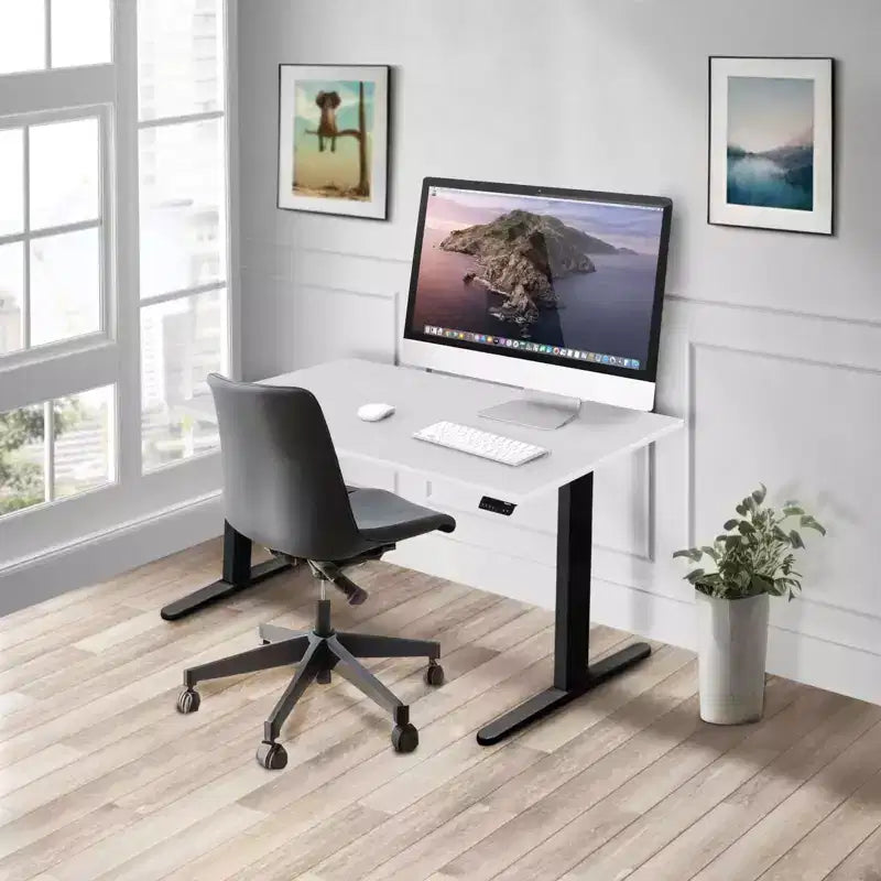 Mount-It! Bureau debout électrique à deux moteurs avec plateau de 48, Noir et Blanc