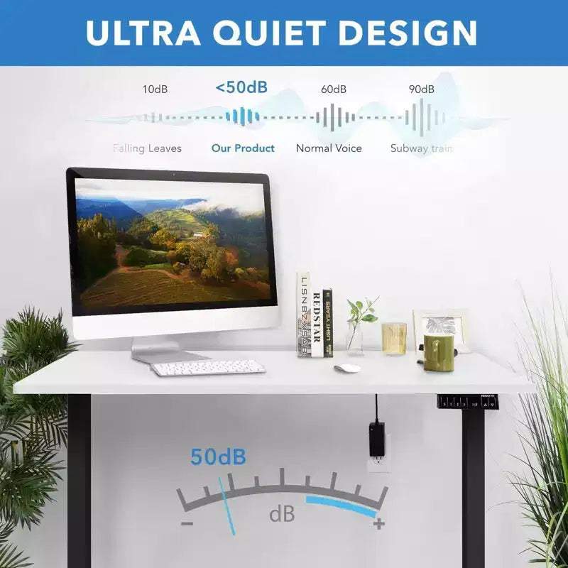Mount-It! Bureau debout électrique à deux moteurs avec plateau de 48, Noir et Blanc