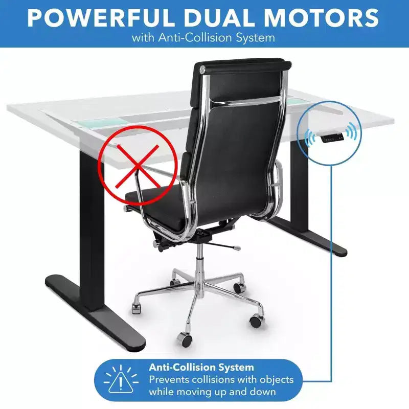 Mount-It! Bureau debout électrique à deux moteurs avec plateau de 48, Noir et Blanc