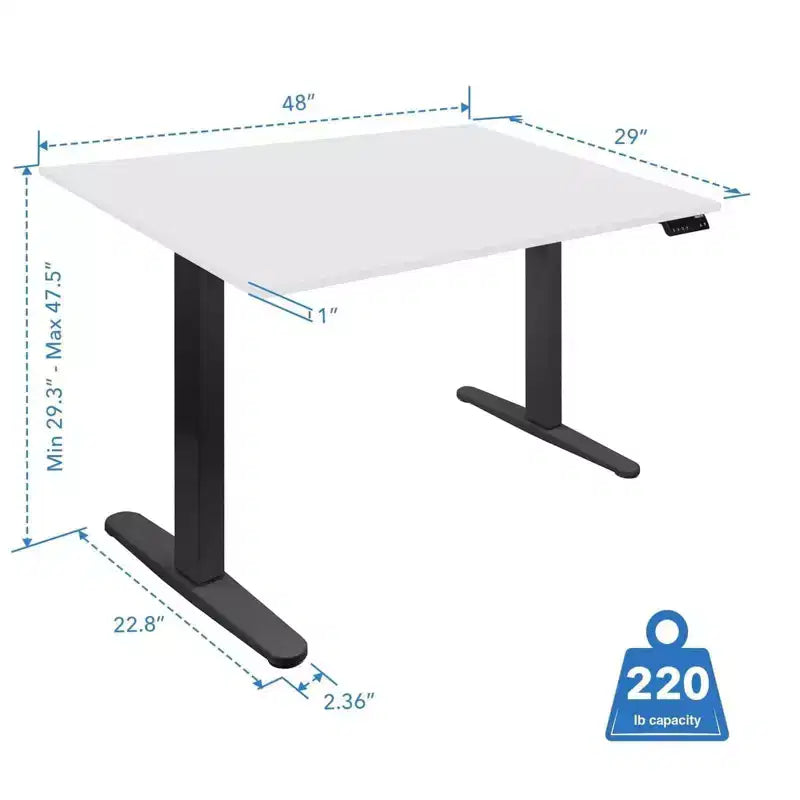 Mount-It! Bureau debout électrique à deux moteurs avec plateau de 48, Noir et Blanc