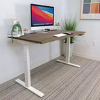 Mount-It! Bureau debout électrique à double moteur avec plateau de 55", marron et blanc