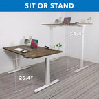 Mount-It! Bureau debout électrique à double moteur avec plateau de 55", marron et blanc