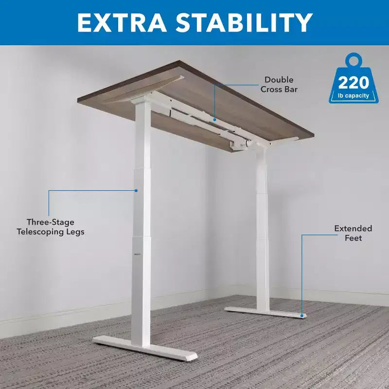 Mount-It! Bureau debout électrique à double moteur avec plateau de 55", marron et blanc