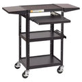 ECR4Kids Mobile AV Presentation Media Cart Stand with Drop Leaves, Technology Trolley, Black