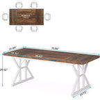 Lantine 70.8-inch Farmhouse Dining Table for 6 People, Rectangular Wood Kitchen Table with Heavy Duty Metal Legs for Dining Room