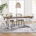 Lantine 70.8-inch Farmhouse Dining Table for 6 People, Rectangular Wood Kitchen Table with Heavy Duty Metal Legs for Dining Room