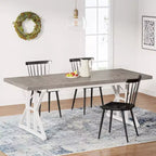 Lantine 70.8-inch Farmhouse Dining Table for 6 People, Rectangular Wood Kitchen Table with Heavy Duty Metal Legs for Dining Room