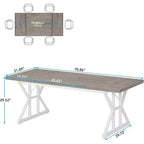 Lantine 70.8-inch Farmhouse Dining Table for 6 People, Rectangular Wood Kitchen Table with Heavy Duty Metal Legs for Dining Room